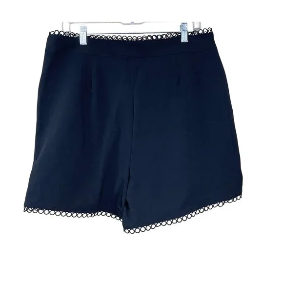 Rafaella Classic Fit Black Loop Trim Shorts Side Zip Side Pockets Pleats 14 NWT - Picture 5 of 10